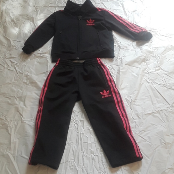 adidas Other - Adidas 2T black and pink stripes jumpsuit no offer
